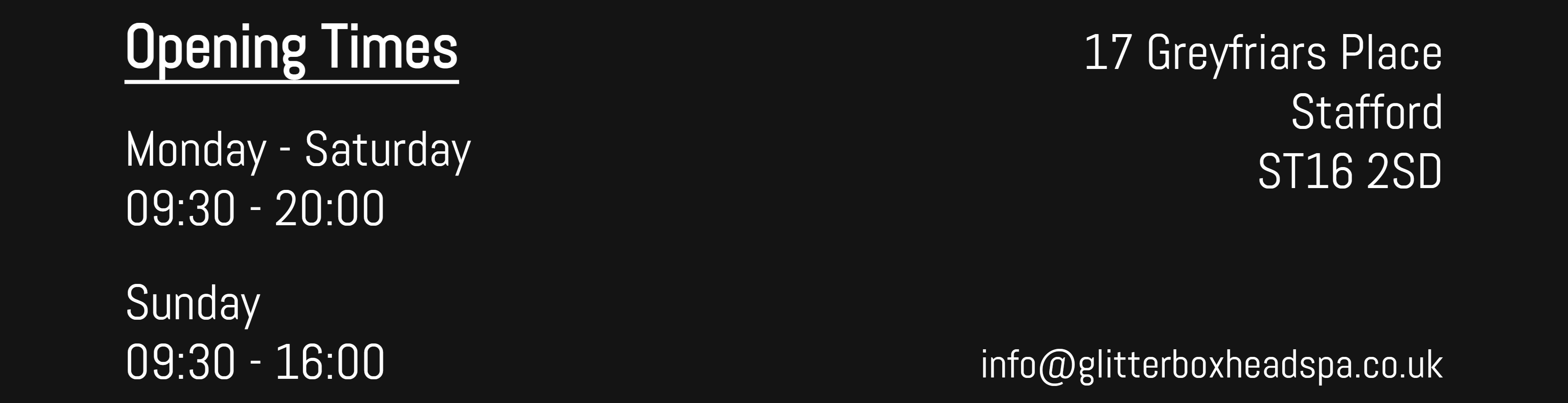 Mobile footer open times address